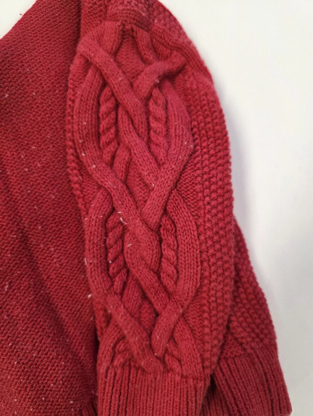 GAP Kids Red Cable-Knit Crew Sweater with Shoulder Buttons